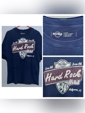 Seminole Hard Rock Hotel & Casino Blue Short Sleeve T Shirt Hollywood Florida
